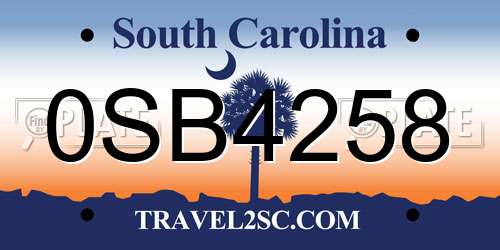 0SB4258 South Carolina License Plate