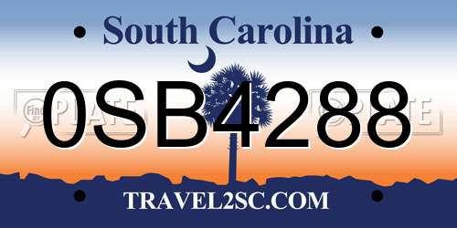 0SB4288 South Carolina License Plate