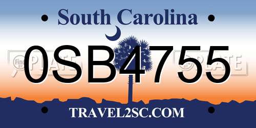 0SB4755 South Carolina License Plate