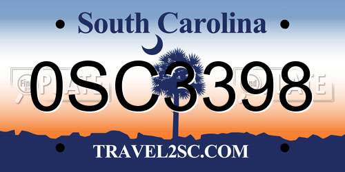 0SC3398 South Carolina License Plate