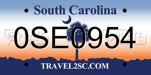 0SE0954 South Carolina License Plate