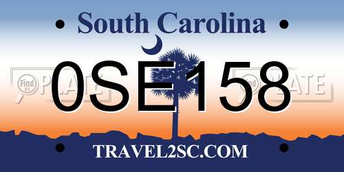 0SE158 South Carolina License Plate