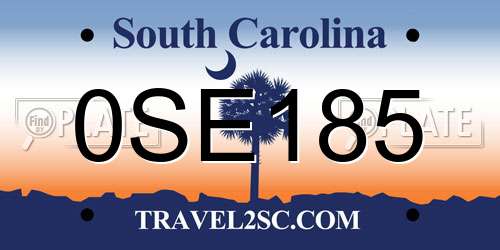 0SE185 South Carolina License Plate