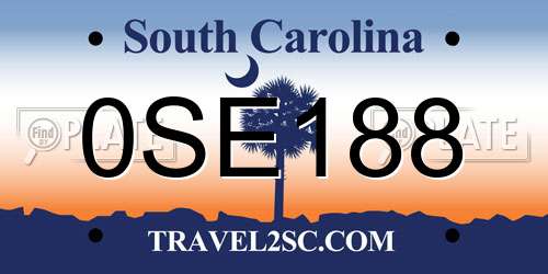 0SE188 South Carolina License Plate