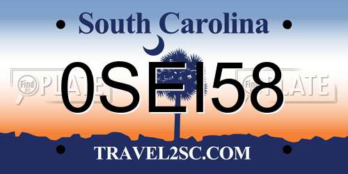 0SEI58 South Carolina License Plate