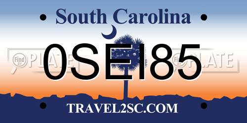 0SEI85 South Carolina License Plate