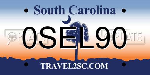 0SEL90 South Carolina License Plate