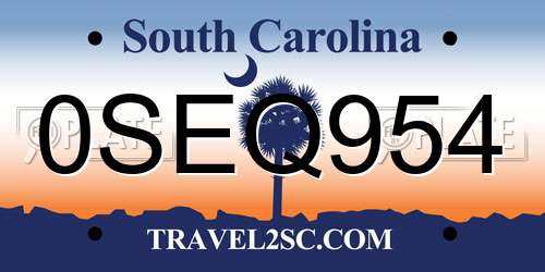 0SEQ954 South Carolina License Plate
