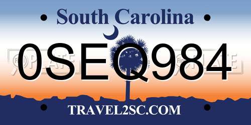0SEQ984 South Carolina License Plate