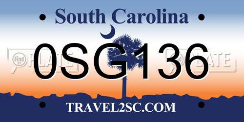 0SG136 South Carolina License Plate