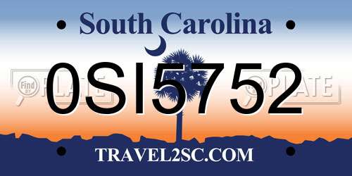 0SI5752 South Carolina License Plate