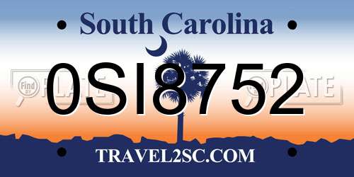 0SI8752 South Carolina License Plate