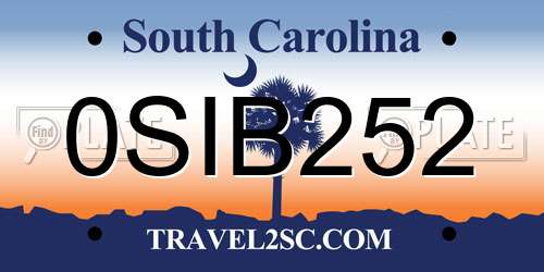 0SIB252 South Carolina License Plate