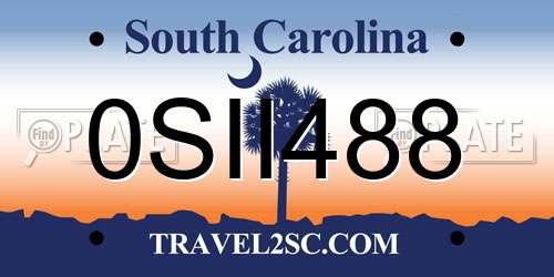 0SII488 South Carolina License Plate