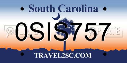 0SIS757 South Carolina License Plate