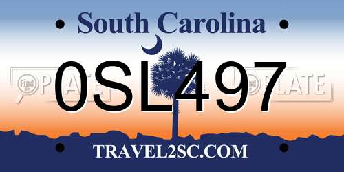 0SL497 South Carolina License Plate