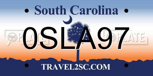 0SLA97 South Carolina License Plate