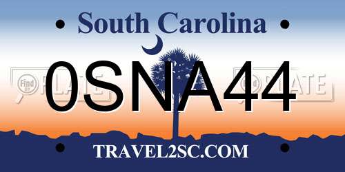 0SNA44 South Carolina License Plate