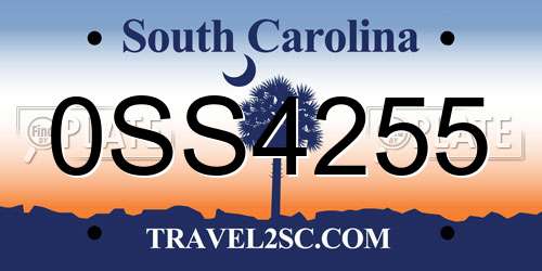 0SS4255 South Carolina License Plate