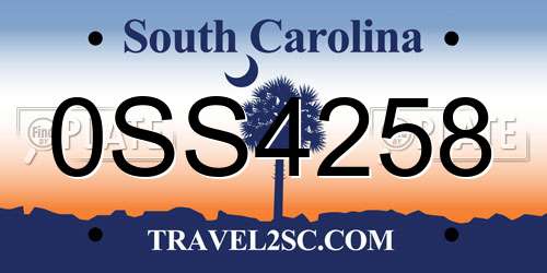 0SS4258 South Carolina License Plate