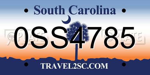 0SS4785 South Carolina License Plate