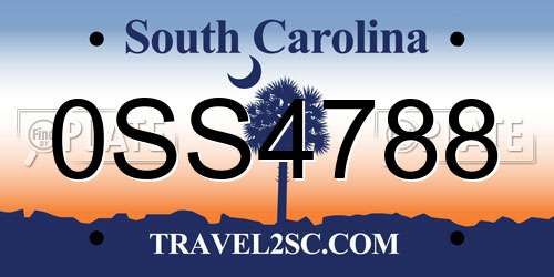 0SS4788 South Carolina License Plate