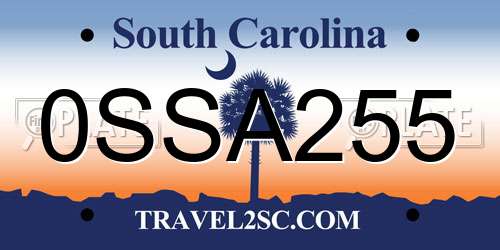 0SSA255 South Carolina License Plate