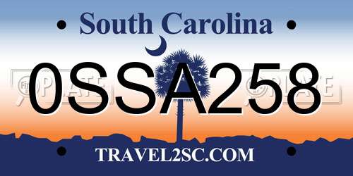 0SSA258 South Carolina License Plate