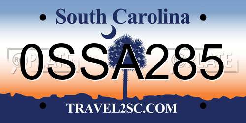 0SSA285 South Carolina License Plate