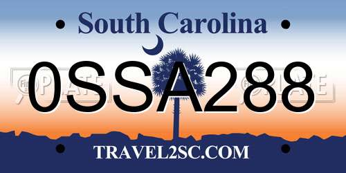 0SSA288 South Carolina License Plate