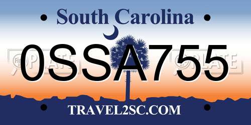 0SSA755 South Carolina License Plate