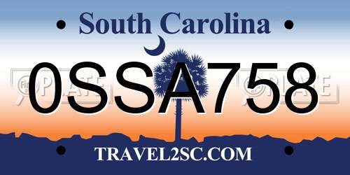 0SSA758 South Carolina License Plate