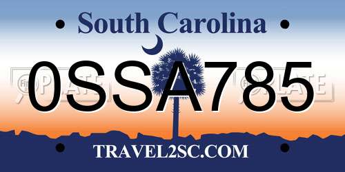 0SSA785 South Carolina License Plate