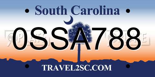 0SSA788 South Carolina License Plate