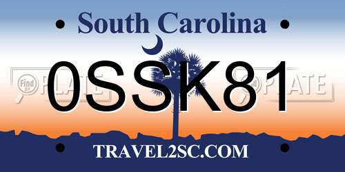 0SSK81 South Carolina License Plate