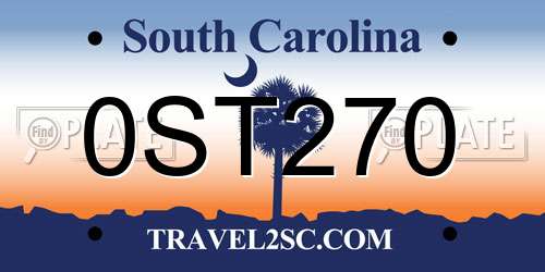 0ST270 South Carolina License Plate