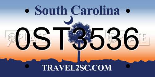 0ST3536 South Carolina License Plate