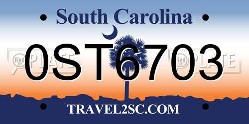 0ST6703 South Carolina License Plate