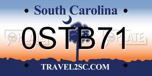 0STB71 South Carolina License Plate