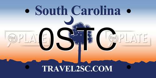 0STC South Carolina License Plate