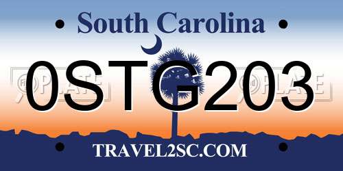 0STG203 South Carolina License Plate