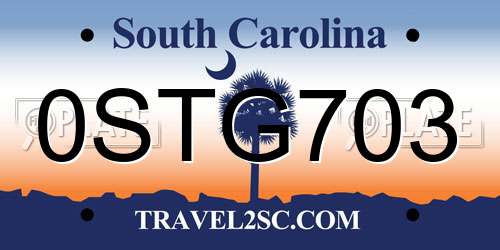 0STG703 South Carolina License Plate