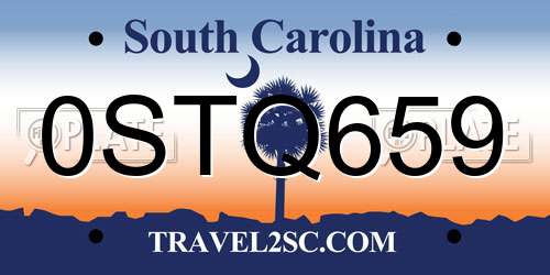 0STQ659 South Carolina License Plate