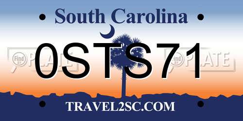 0STS71 South Carolina License Plate