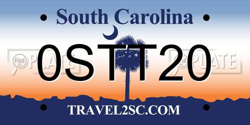 0STT20 South Carolina License Plate