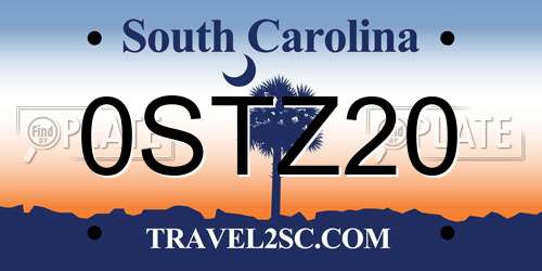 0STZ20 South Carolina License Plate