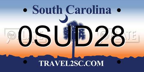 0SUD28 South Carolina License Plate
