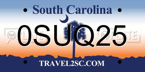 0SUQ25 South Carolina License Plate