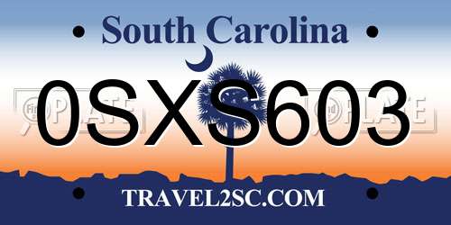 0SXS603 South Carolina License Plate