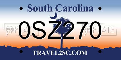 0SZ270 South Carolina License Plate